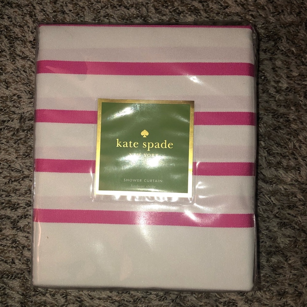 KATE SPADE PINK STRIPED SHOWER CURTAIN